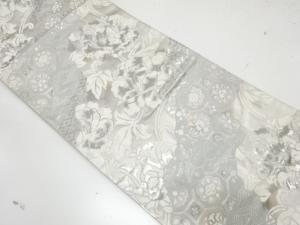 未使用品　二重箔錦織　蜀江に唐花模様織り出し　袋帯